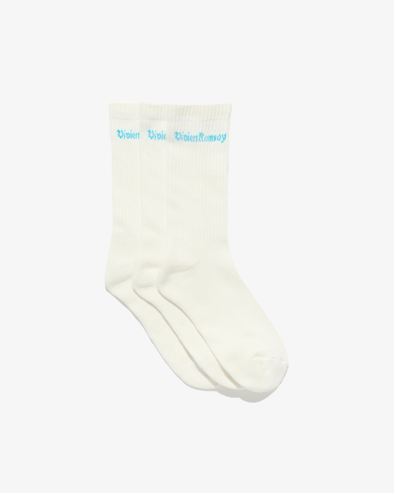 Sports Sock  White with Sky Blue Logo(3 Pack)
