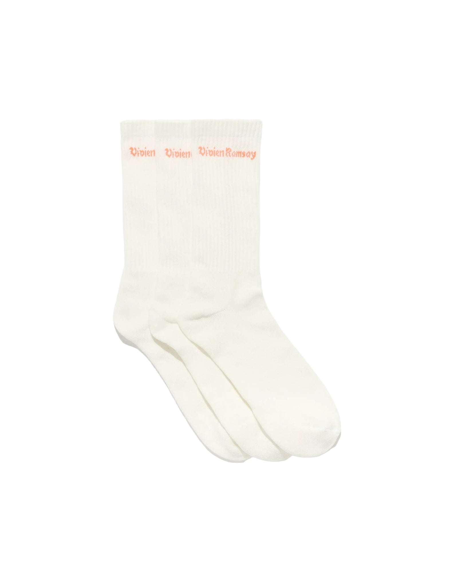 Sports Sock  White with Orange Logo(3 Pack)